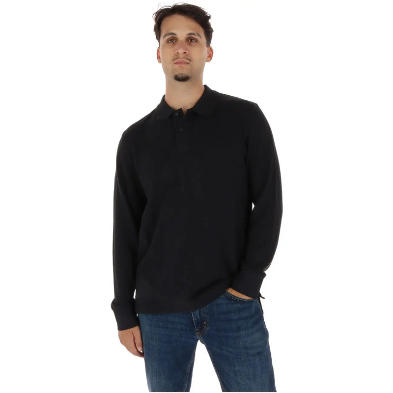 Timberland Polo en coton noir pour homme, col classique et patte de boutonnage, vue de face