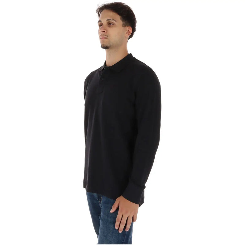 Timberland Polo en coton noir pour homme, col classique et poignets côtelés, vue de face