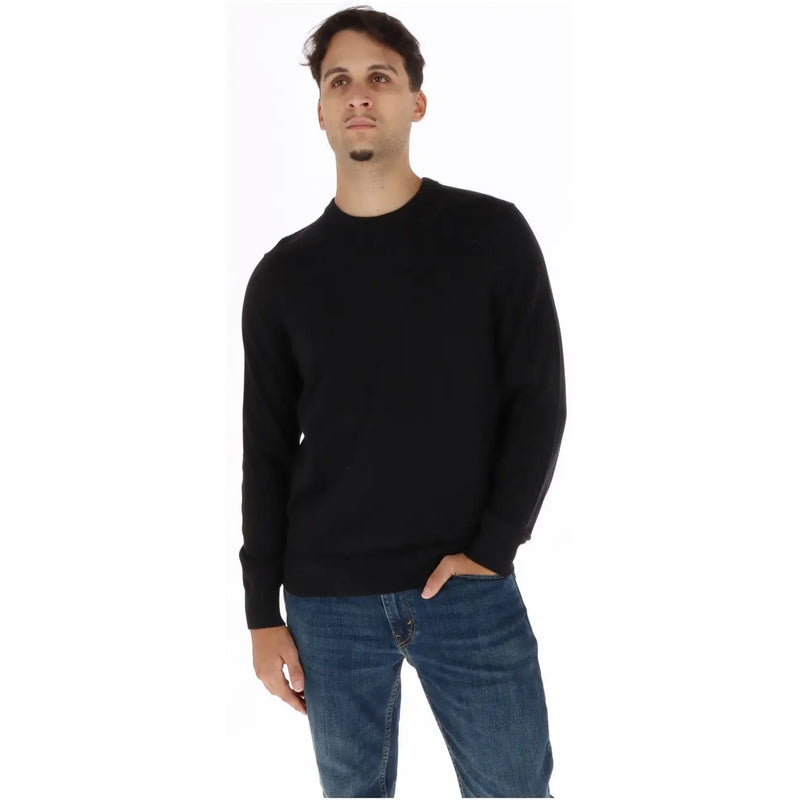 Timberland Pull en coton noir pour homme, col rond et manches longues, vue de face