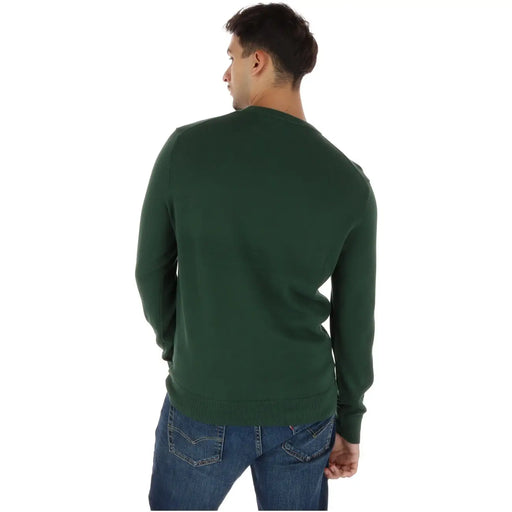 Timberland Pull en coton pour homme, vert foncé, manches longues, col rond, vue de face