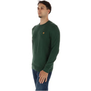 Timberland Pull en coton vert foncé pour homme, avec logo brodé sur la poitrine gauche, vue de face