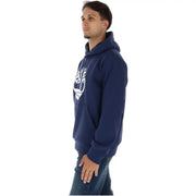 bleu marine Timberland Sweat à capuche en coton pour homme avec logo blanc sur la poitrine, idéal pour une tenue décontractée.