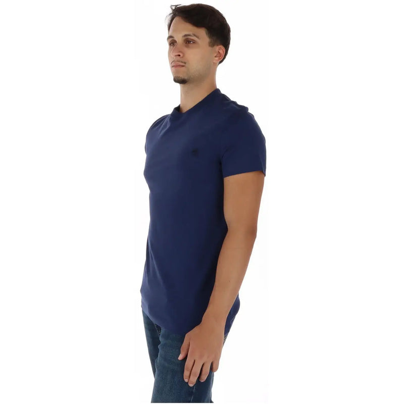 Timberland T-shirt homme bleu marine en coton à manches courtes et col rond, coupe décontractée et confortable.