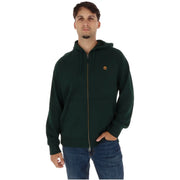 Timberland Sweat à capuche zippé en coton marron pour homme, avec fermeture éclair vert foncé. timberland sweat à capuche avec logo brodé
