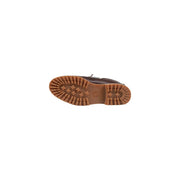 Timberland Chaussures décontractées pour hommes en cuir marron avec semelle en caoutchouc beige et motif de semelle distinctif visible à l'arrière