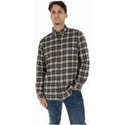 Timberland Chemise homme à carreaux en coton noir et blanc, manches longues, boutonnée.