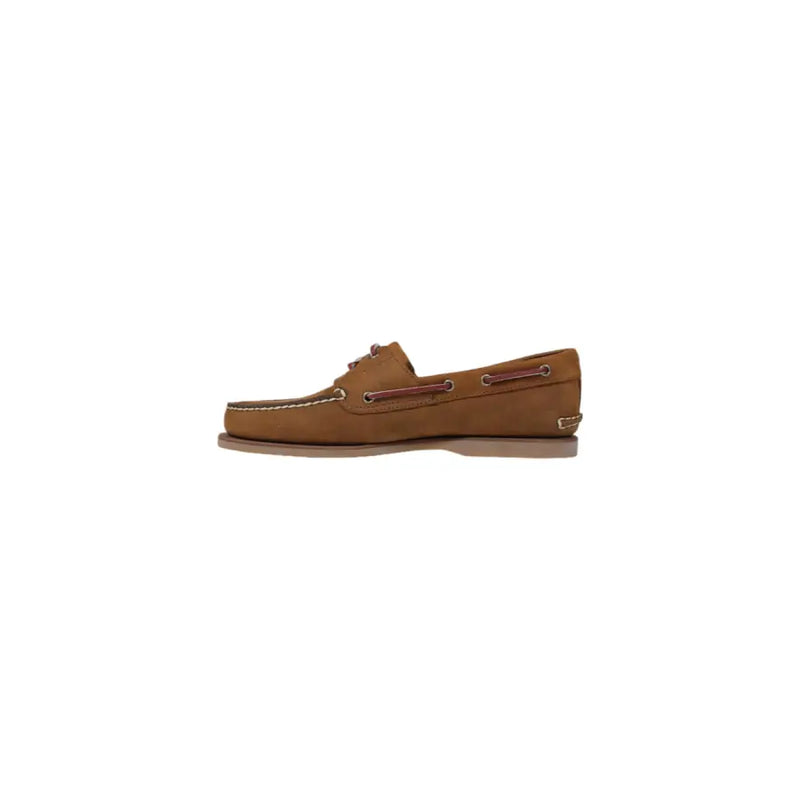Timberland Mocassin bateau classique pour homme en cuir suédé beige avec lacets en cuir marron et surpiqûres blanches