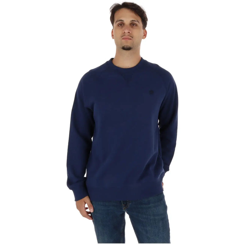 Sweat-shirt bleu marine en coton à col rond pour homme avec un petit logo noir sur la poitrine gauche par Timberland