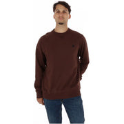 Timberland Sweat-shirt homme en coton vert, avec un col rond à manches longues marron foncé et un petit logo noir sur la poitrine