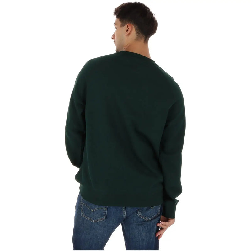 Timberland Sweat-shirt homme en coton vert avec col rond vert foncé, manches longues et poignets côtelés