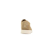Timberland Chaussures à lacets pour homme en daim beige avec semelle en caoutchouc blanc, idéales pour le printemps et l'été.