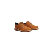 Timberland Chaussures à lacets pour hommes en cuir camel avec lacets en cuir beige, semelle en caoutchouc et doublure noire visible