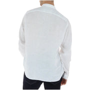White linen Timberland men shirt with classic collar and long sleeves perfect for formal and casual wear