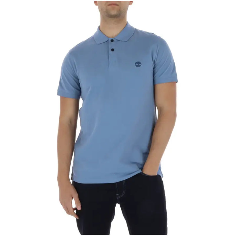 bleu clair Timberland Polo homme à manches courtes en coton élasthanne avec col classique