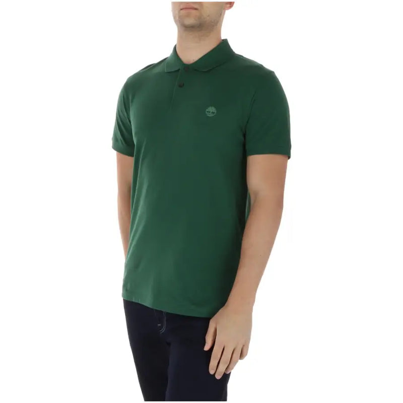 vert foncé Timberland Polo homme à manches courtes en coton élasthanne avec logo discret brodé sur la poitrine