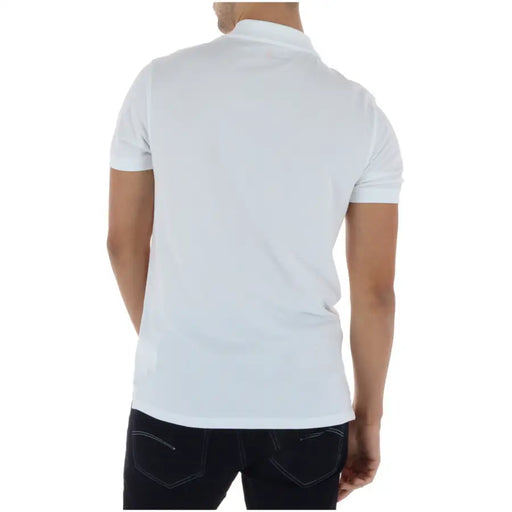 Timberland Polo homme blanc à manches courtes en coton stretch, col classique et coutures soignées.