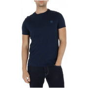 bleu marine Timberland homme col rond t-shirt avec un logo brodé discret sur la poitrine gauche en tissu de coton