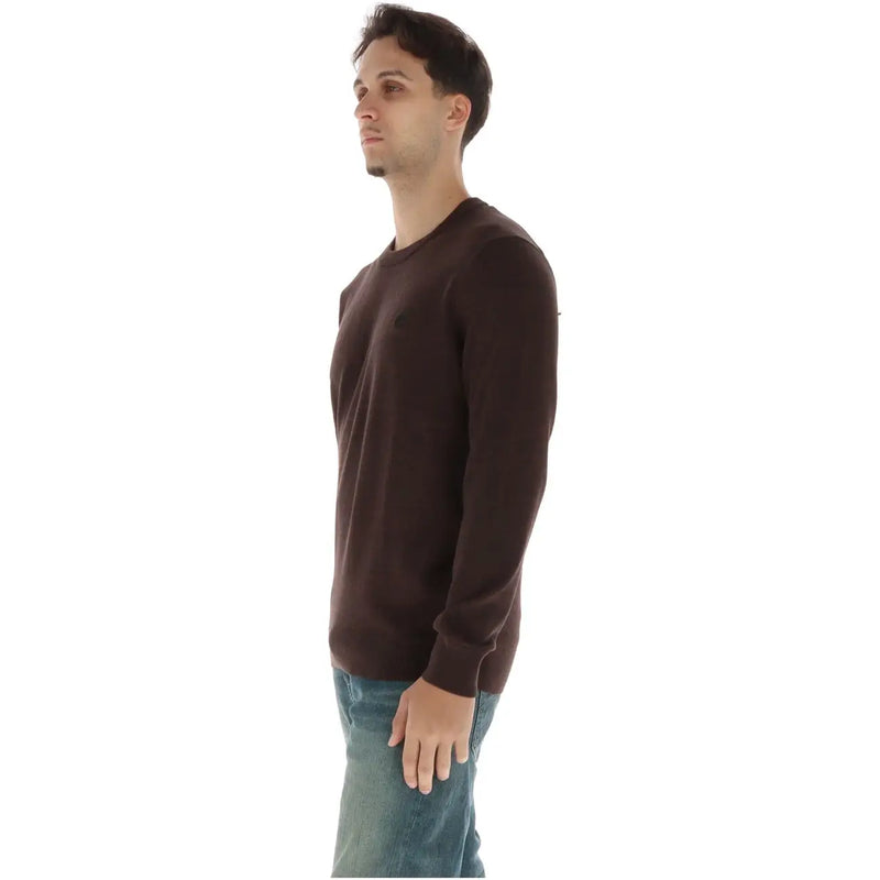 Timberland Pull pour homme marron foncé à maille légèrement texturée et col rond, vue de face