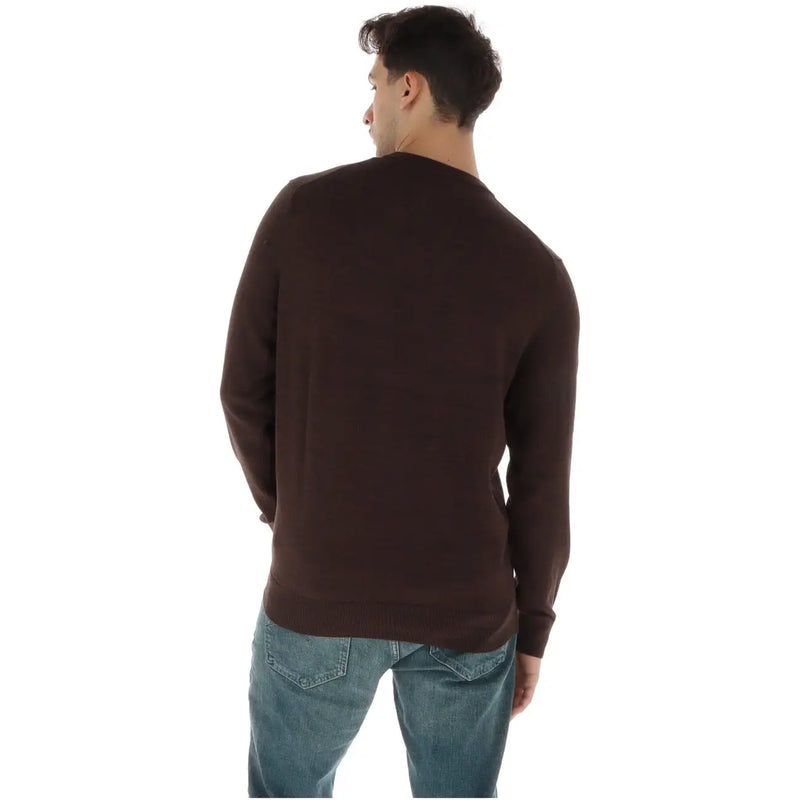 Timberland Pull pour homme marron foncé à maille lisse et col rond, vue de face