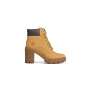Timberland Women Beige Leather Ankle Boots with Tan Timber and Yellow Laces