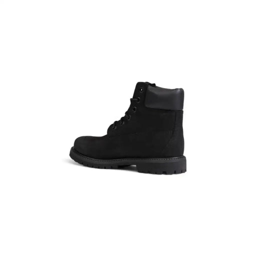 Timberland Women Black Leather Ankle Boots with Suede Upper and Rubber Sole