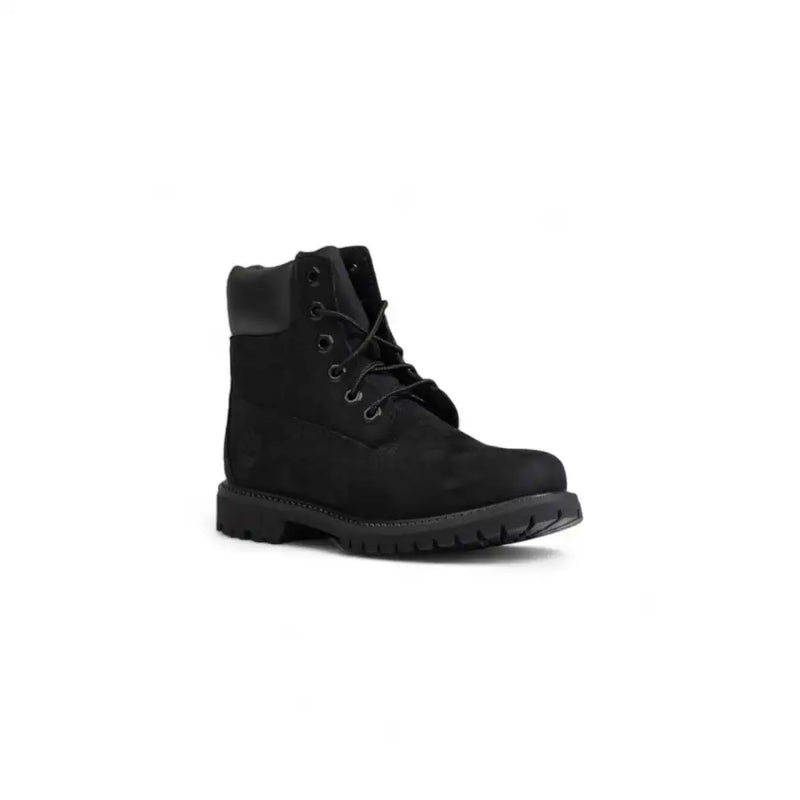 Timberland womens black leather suede 6-inch ankle boot with rubber lug sole
