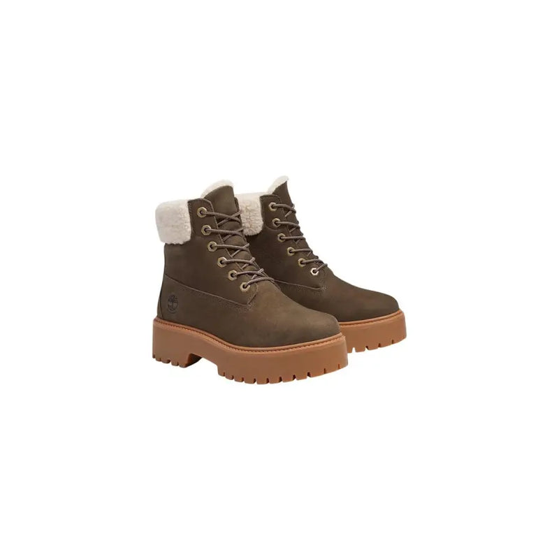 Timberland women brown faux suede ankle boots with shearling lining