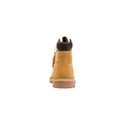 Timberland women leather ankle boots in beige featuring tan leather 6-inch boot with dark brown collar and contrasting stitching