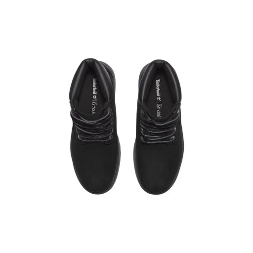 Noir timberland Bottes en cuir pour femmes, à lacets, avec tige de 15 cm et semelles en caoutchouc résistant et imperméables.