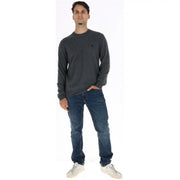Timberland Pull en laine pour homme gris foncé avec petit logo noir sur la poitrine gauche, vue de face