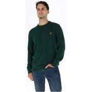 Timberland Pull en laine pour homme vert foncé avec petit logo brodé sur la poitrine gauche, vue de face