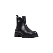 Tommy Hilfiger black leather Chelsea ankle boots for women with chunky sole