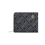 Tommy Hilfiger black print zip wallet for women with geometric pattern