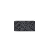 Black Fendi Zip-Around Wallet with Silver Monogram Print