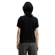 Tommy Hilfiger black printed organic cotton women short-sleeved t-shirt with simple crew neck design