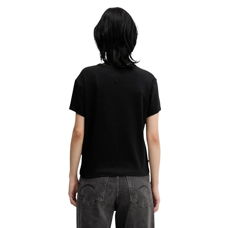 Tommy Hilfiger black printed organic cotton women short-sleeved t-shirt with simple crew neck design