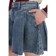 Tommy Hilfiger blue high-waisted organic cotton denim skirt with faded wash and pleated design for women