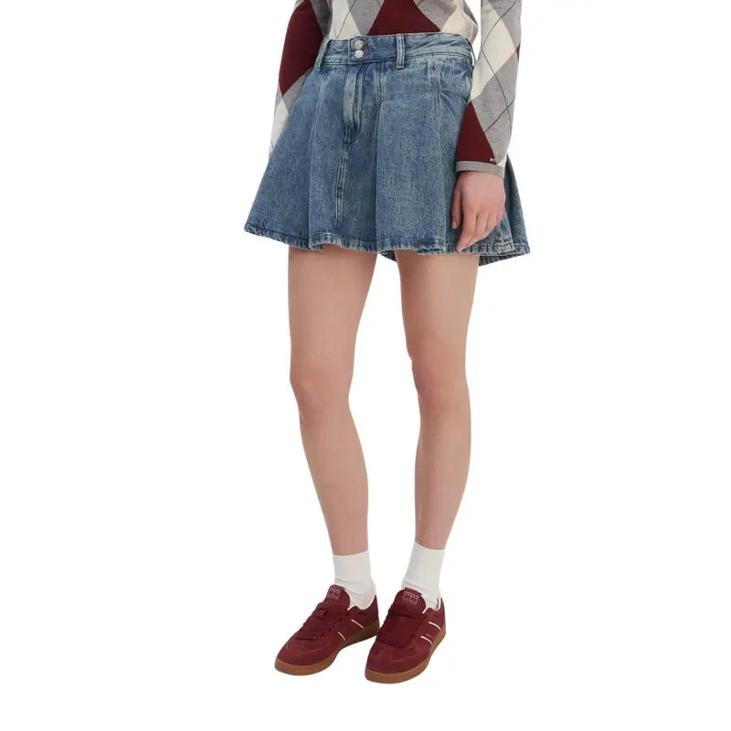 Tommy Hilfiger jupe en jean évasée taille mi-haute en coton biologique bleu