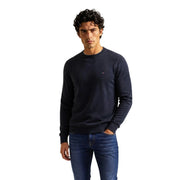 Tommy Hilfiger Pull en cachemire bleu marine pour homme, avec petit logo brodé sur la poitrine gauche, vue de face