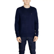 Tommy Hilfiger Pull en cachemire bleu marine pour homme, avec petit logo brodé sur la poitrine gauche, vue de face