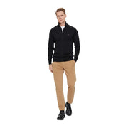Tommy Hilfiger Pull zippé en cachemire noir pour homme, avec logo discret sur la poitrine, vue de face