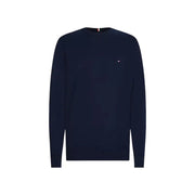 Tommy Hilfiger Pull en cachemire bleu marine pour homme avec logo brodé sur la poitrine gauche, vue de face
