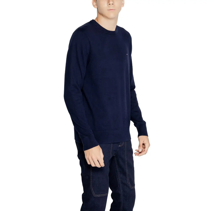 Tommy Hilfiger Pull en cachemire bleu marine pour homme, manches longues et col rond, vue de face