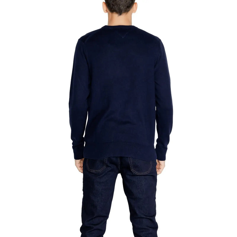 Tommy Hilfiger Pull en cachemire bleu marine pour homme, col rond et manches longues, vue de face