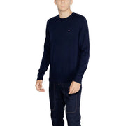 Tommy Hilfiger Pull en cachemire bleu marine pour homme, avec petit logo brodé sur la poitrine gauche, vue de face
