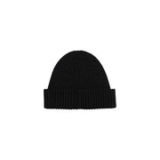 Tommy Hilfiger Casquette en coton noir côtelé pour homme, à revers replié, vue de face