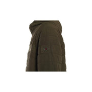 Veste matelassée à capuche vert olive avec écusson Tommy Hilfiger sur la manche, pour homme, collection automne-hiver