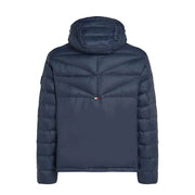 Tommy Hilfiger Veste à capuche en denim bleu marine foncé, en polyamide, matelassée et style doudoune.