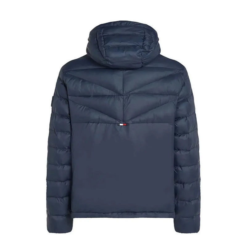 Tommy Hilfiger Veste à capuche en denim bleu marine foncé, en polyamide, matelassée et style doudoune.