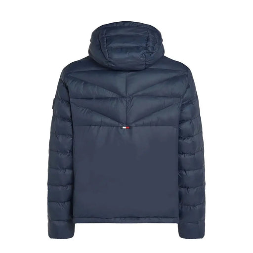 Tommy Hilfiger Veste à capuche en denim bleu marine foncé, en polyamide, matelassée et style doudoune.
